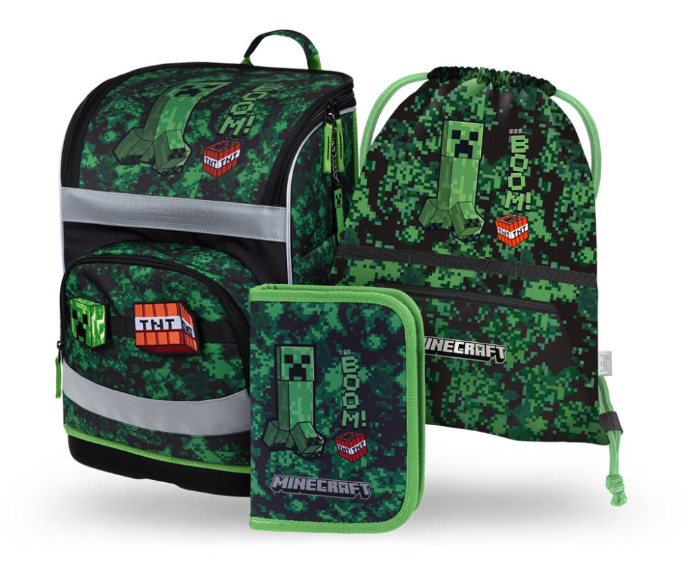 Baagl Školní set Zippy Plus Minecraft Boom – aktovka, penál, sáček