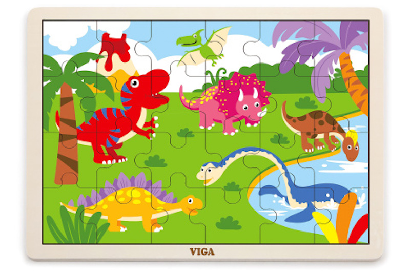 Levně Dřevěné puzzle 24 dílků - dinosauři Viga