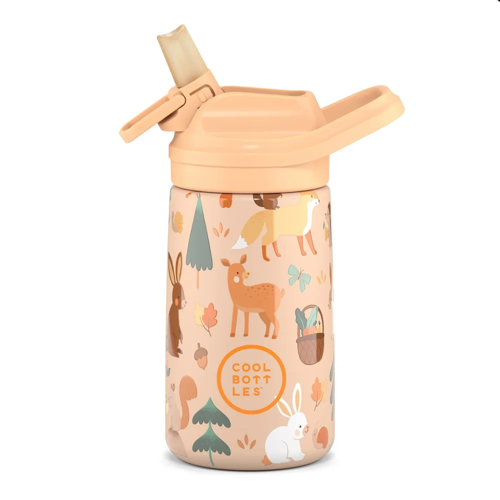 Levně Dětská nerezová termoláhev COOL BOTTLES Kiddie Woodland Buddies 350 ml 3D