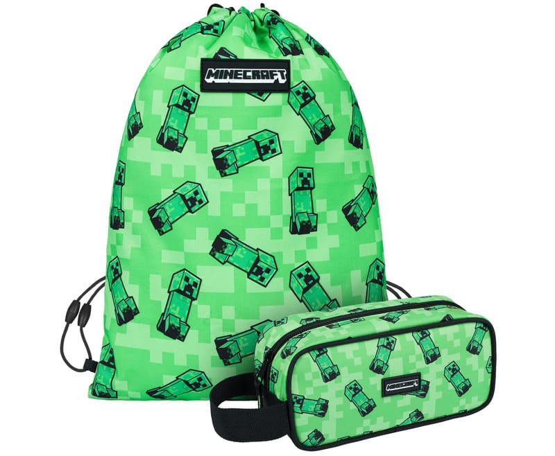 Školní set penál a sáček Baagl Minecraft Creeper - 2 díly