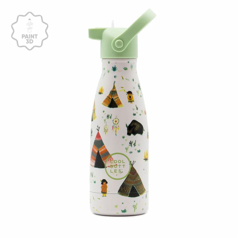Levně Dětská nerezová termolahev COOL BOTTLES Kids Indian Tribe třívrstvá 260ml 3D