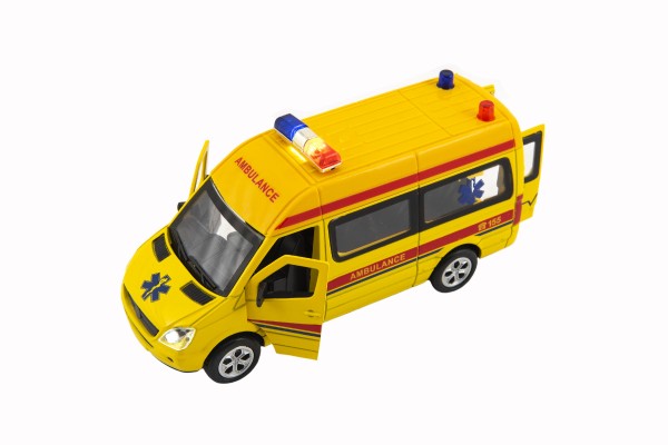 Levně Auto ambulance na baterie se světlem se zvukem na zpětné natažení