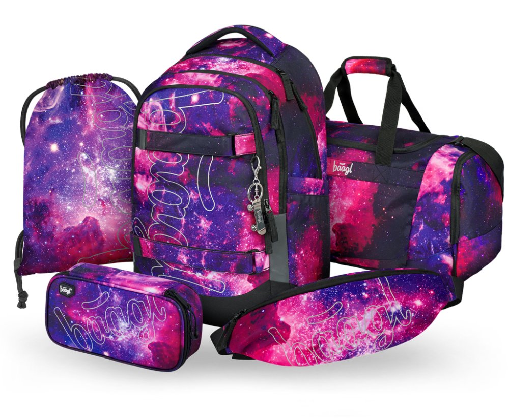 BAAGL SET 5 Skate max Galaxy: batoh, penál, sáček, sportovní taška, ledvinka