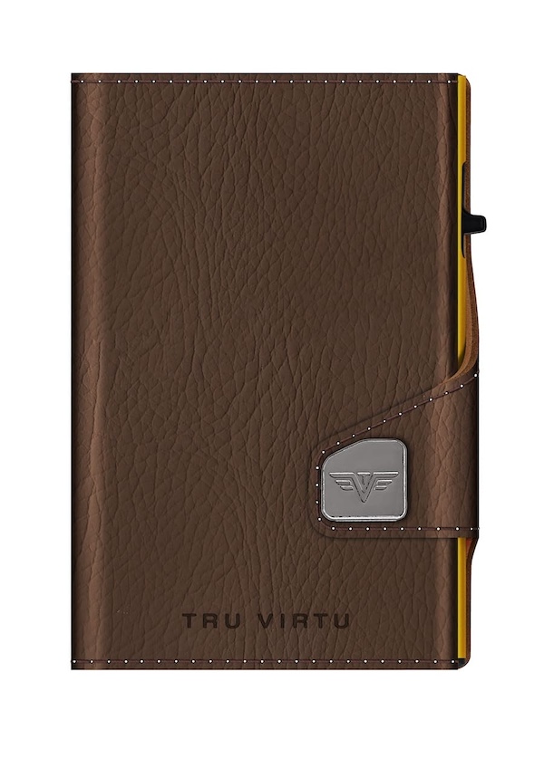 Levně Vegan Bamboo peněženka TRU VIRTU CLICK & SLIDE - Brown bark/Gold