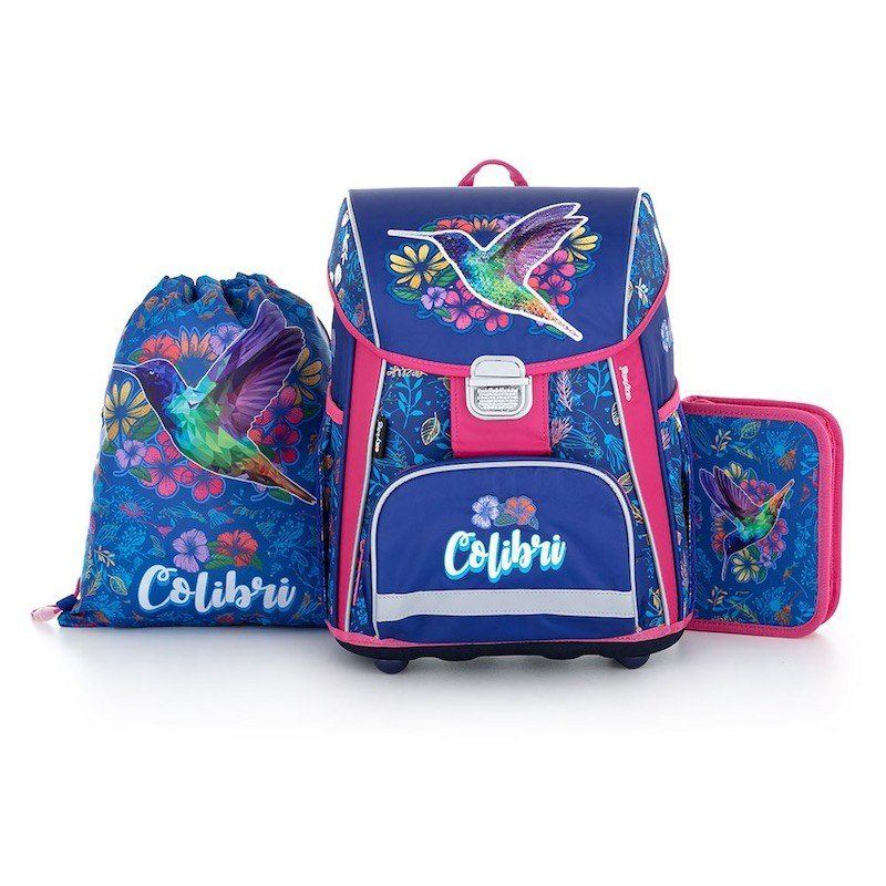 Levně Školní aktovka v setu pro prvňáčky Oxybag PREMIUM Kolibřík - 3 díly
