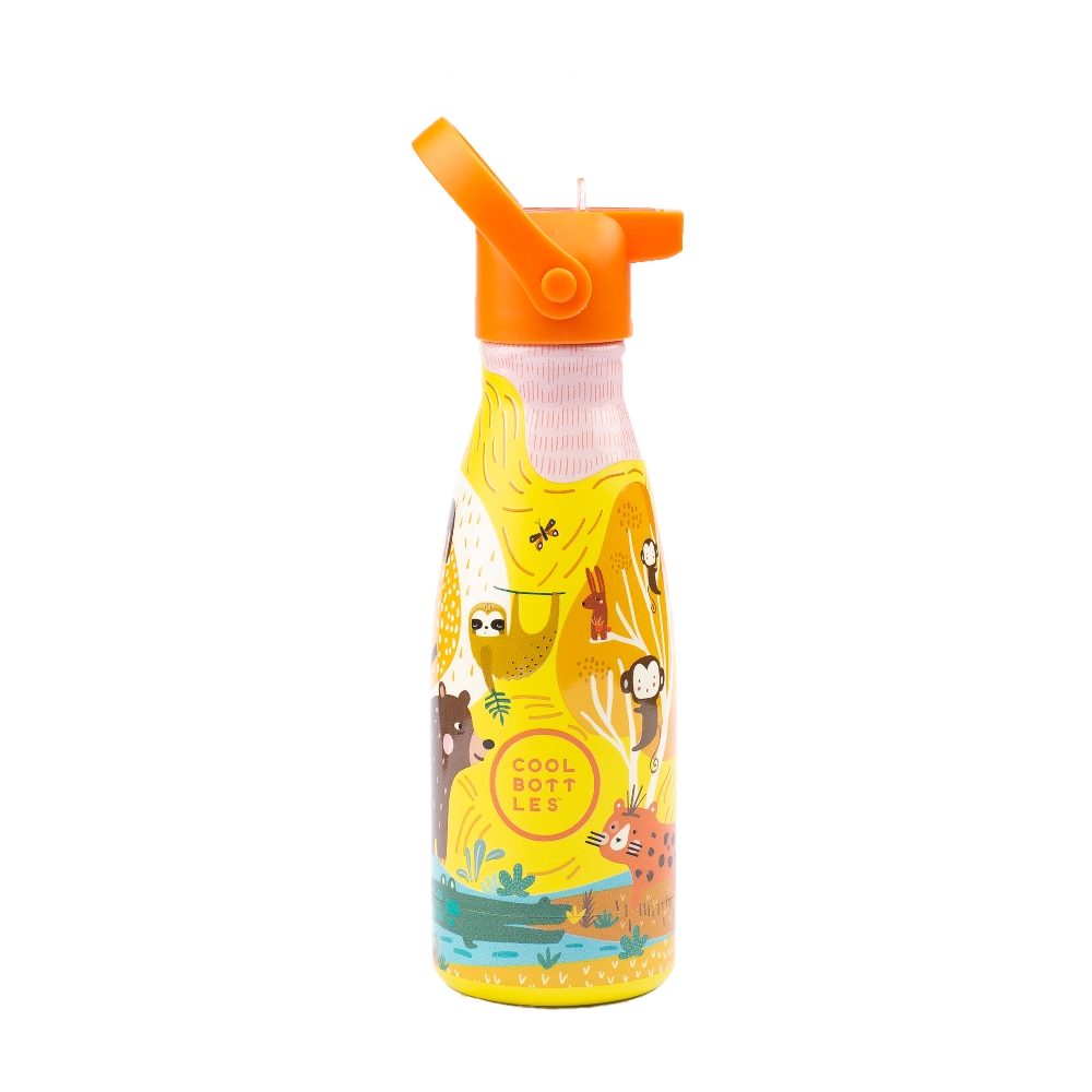 Levně Dětská nerezová termolahev COOL BOTTLES Kids Jungle Park třívrstvá 260ml 3D