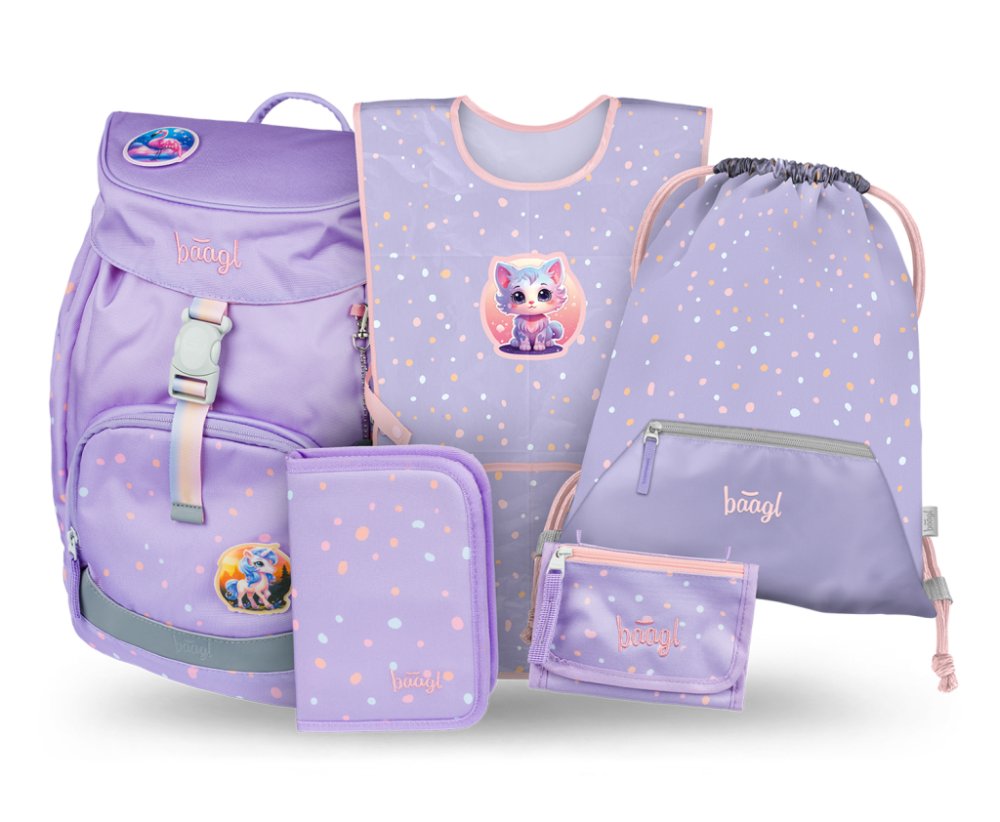 BAAGL SET 5 Airy Mazlíčci: batoh, penál, sáček, zástěra, peněženka