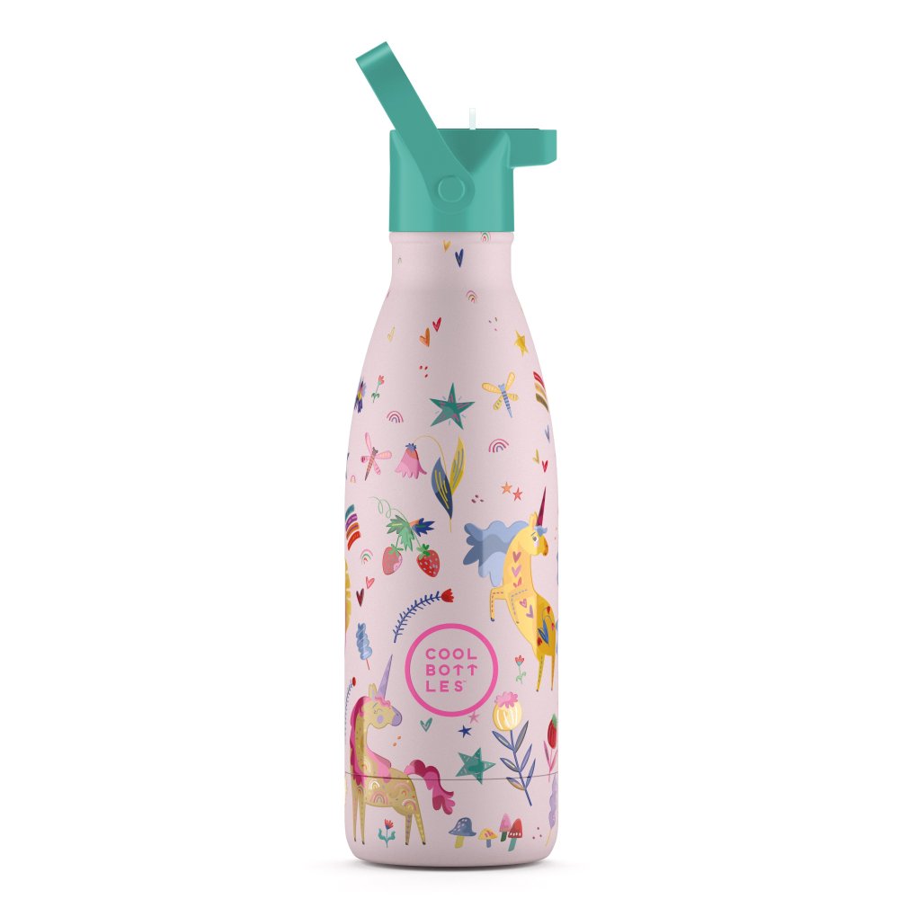 Levně Dětská nerezová termolahev COOL BOTTLES Kids Funny Unicorns třívrstvá 350 ml 3D