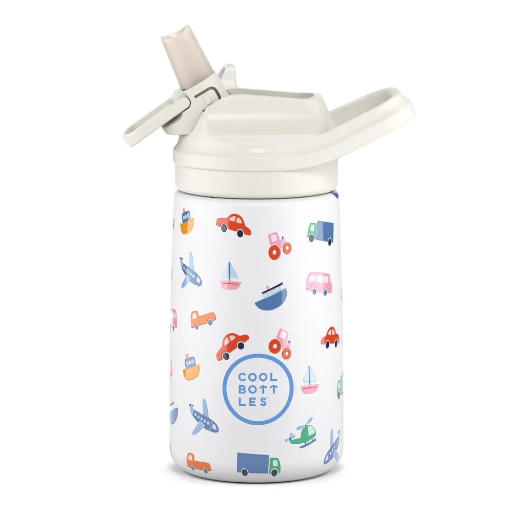 Levně Dětská nerezová termoláhev COOL BOTTLES Kiddie Little Wheels 350 ml 3D