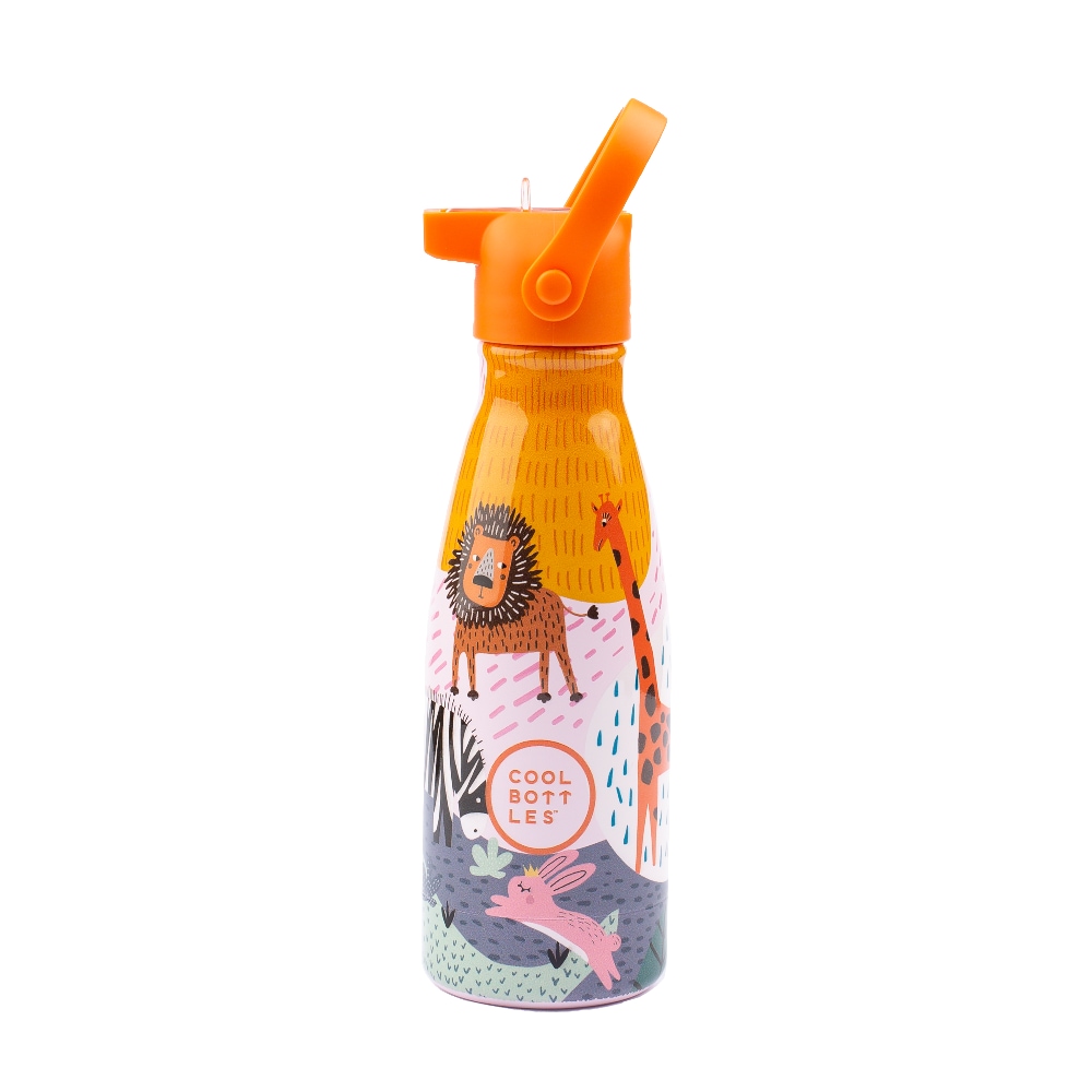Levně Dětská nerezová termolahev COOL BOTTLES Kids Savannah Kingdom třívrstvá 260ml 3D