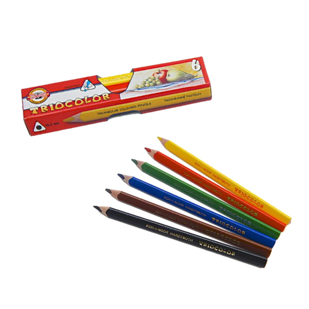 Levně Koh-i-Noor pastelky 6 ks – trojhranné silné, ergonomické