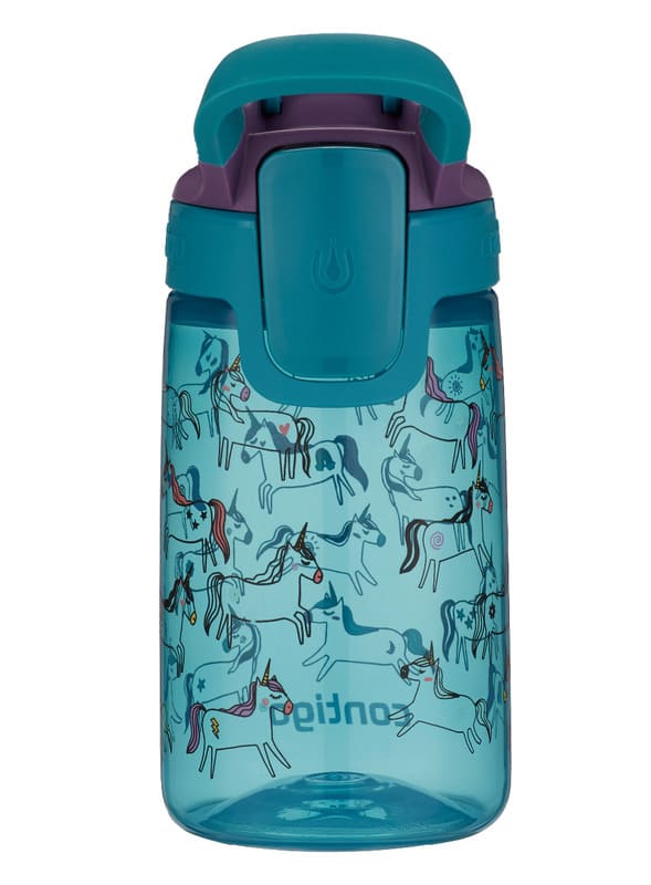 Levně Dětská láhev na pití CONTIGO Autoseal Jessie 420 ml - azurová s jednorožci
