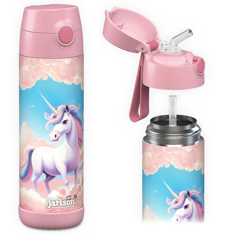 Dětská nerezová termoláhev s brčkem JARLSON CHARLI Unicorn 500 ml