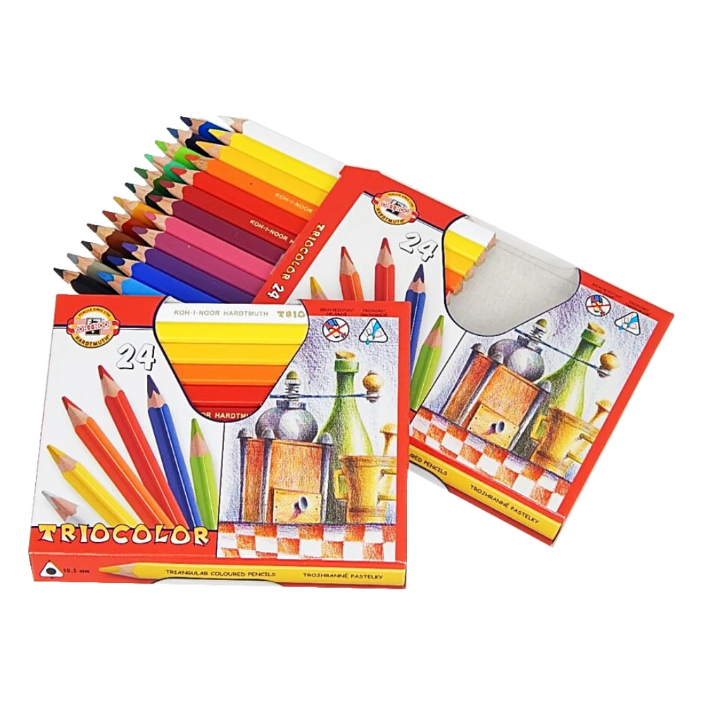 Levně Koh-i-Noor pastelky 24 ks – trojhranné silné, ergonomické