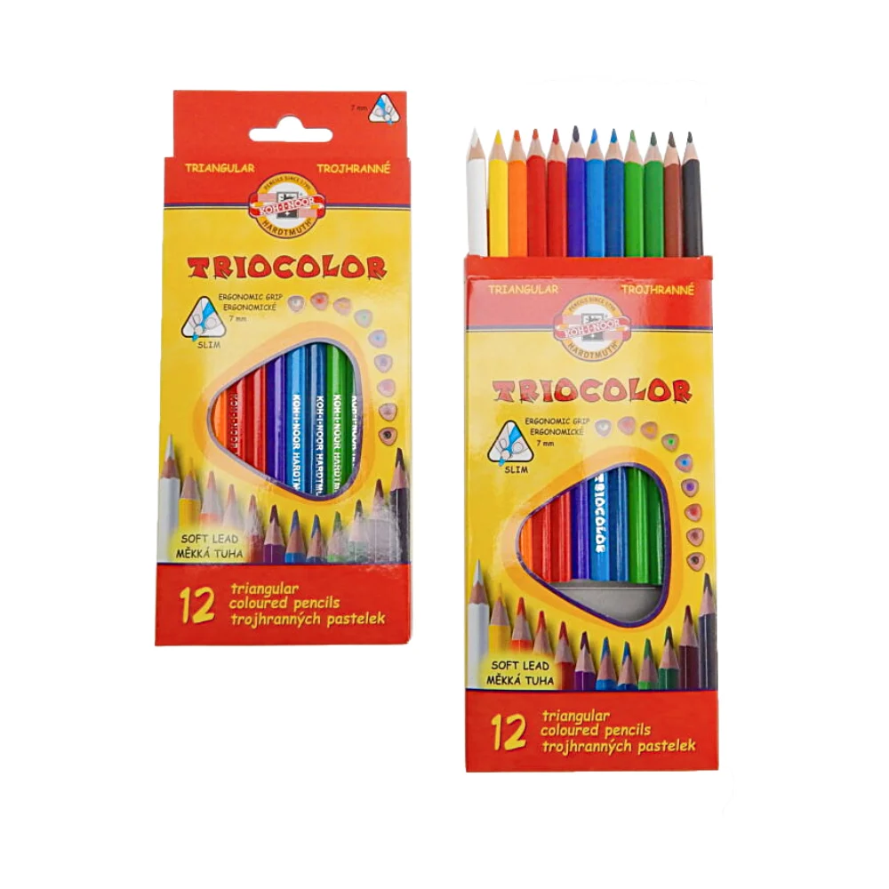 Levně Koh-i-Noor pastelky 12 ks – trojhranné slabé, ergonomické