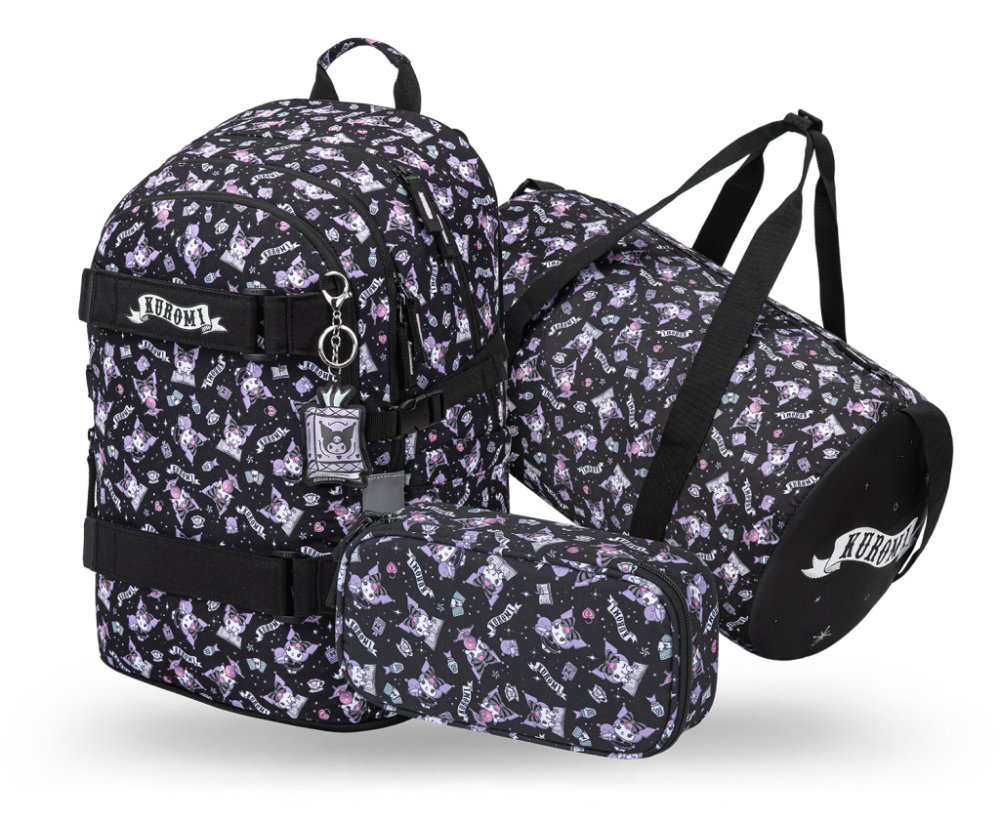 BAAGL SET 3 Skate Kuromi Black: batoh, penál, sportovní taška GRS