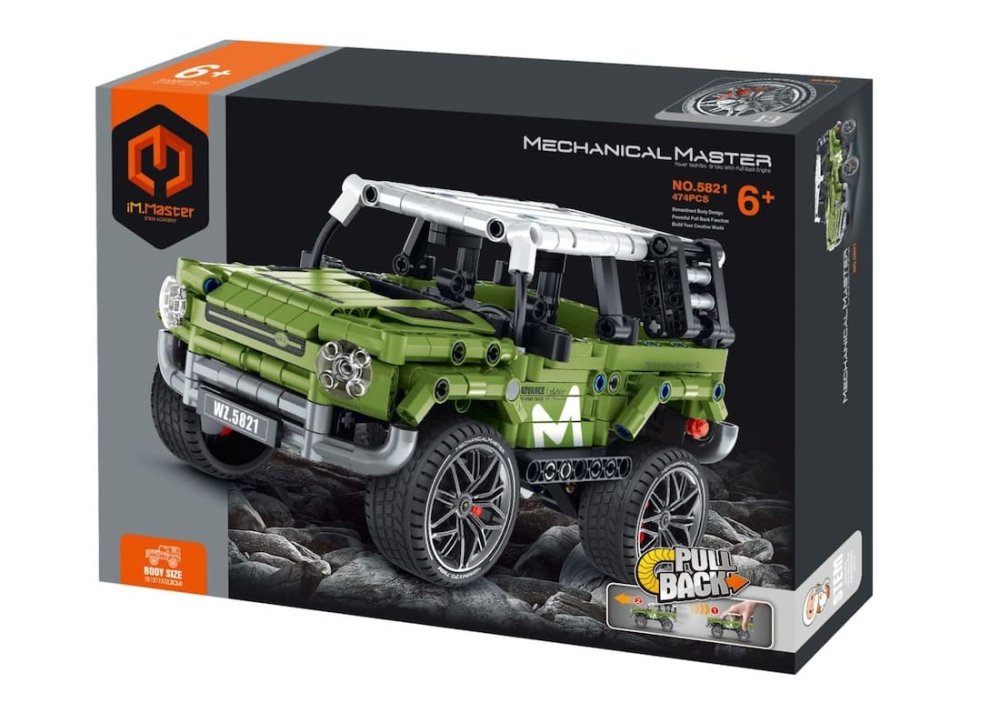 Levně Stavebnice iM.MASTER terénní auto plast 474 dílků na zpětné natažení