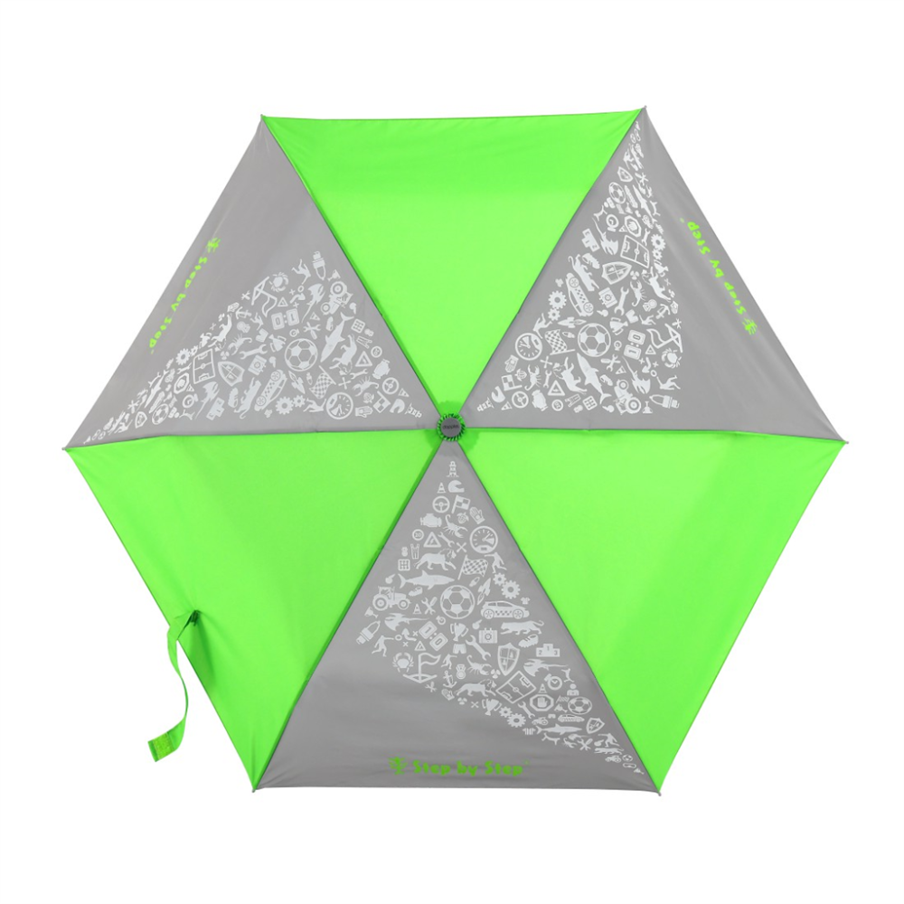 Levně Dětský skládací deštník s reflexními obrázky, Neon Green