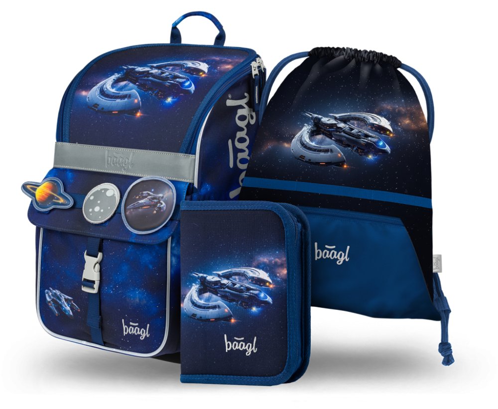 BAAGL SET 3 Zippy Vesmírná loď: aktovka, penál, sáček